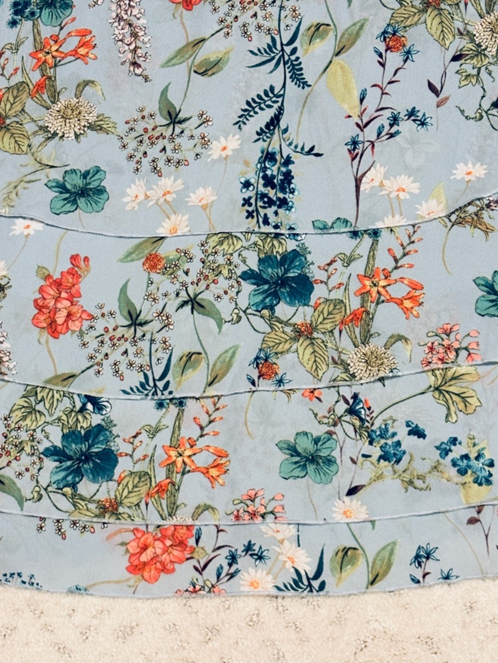 Sanctuary Light Blue Floral Ruffle Tiered Mini Dress Size S Romantic Cottage - Picture 13 of 15